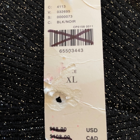 NWT Anthropologie Shimmery Sweetheart Black Gold Ribbed Sweater XL - Picture 9 of 10